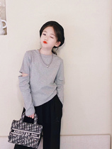 Korea Design Girl Girl T-shirt 2021 Fall New Tide Ocean Qi Children Beat-shirt tshirt 100 hitch blouse net red