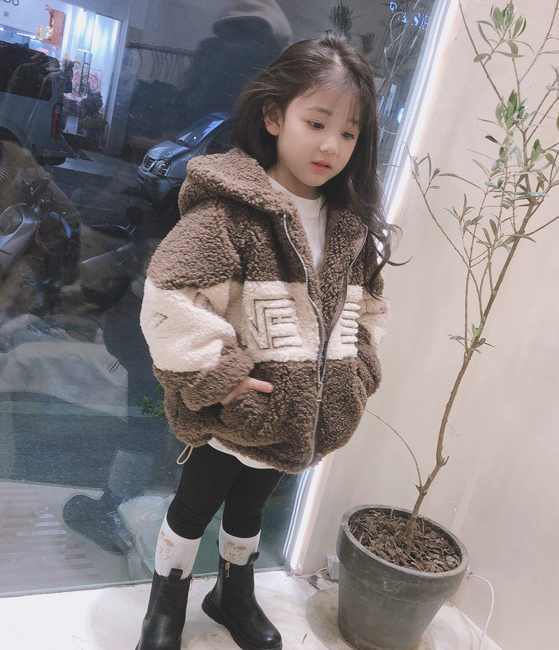 South Korean boy clothing male girl wool sweater 2020 winter new children plus cotton thickened sheep lamb jacket foreign wave