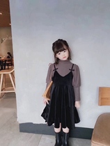 Girls dress suit 2021 spring and autumn new Korean version of the big childrens sling princess skirt Western style net red two-piece set