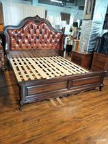 Full solid wood bed American leather country double bed bedroom furniture box bed master bedroom princess bed 1 8 meters