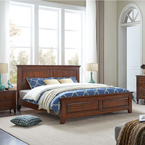 Meng Hanmei double bed second bedroom small apartment solid wood bed simple beauty full solid wood bed economical solid wood bed