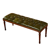 Meng Han American genuine leather bed tail stool imitation ancient American bed tail stool simple American leather stool American solid wood changing shoes stool