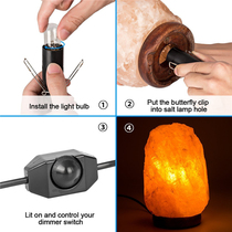 Himalayan crystal salt lamp dimmable lamp line bulb E14 lamp port with 15W bulb black and white optional