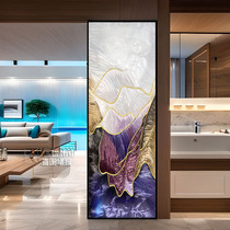Wired enamel hand-carved partition screen wall light luxury high-end art glass custom tempered oil painting light transmission