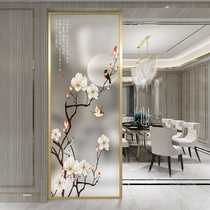 New Chinese style tempered art glass partition wall screen customized living room entrance bathroom shower room office painting