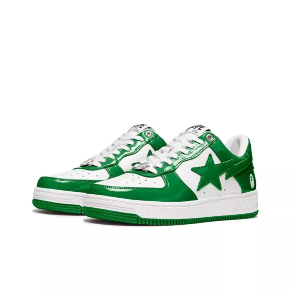 BAPESTA LOW SK8 dunk скейтборд молодежные черные лаковые кроссовки модное повседневное настроение контрастные низкий топ