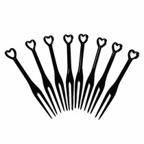 Disposable fruit fork Plastic fruit fork two teeth fruit fork Snack fork Cake fork Black love fork