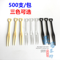 Disposable fruit fork Plastic fruit fork Transparent love fork Independent packaging fruit sign KTV fork Snack fork