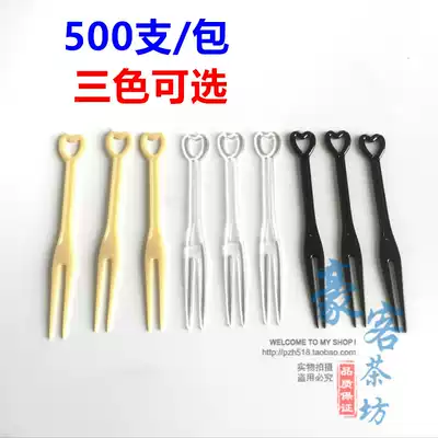 Disposable fruit fork Plastic fruit fork transparent love fork Independent packaging fruit fork KTV fork Snack fork
