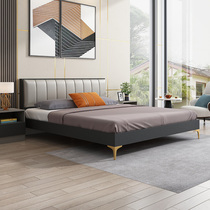 Modern simple light luxury bed Nordic secondary master bedroom 1 8 meters rack bed 1 5m plate economy bedroom double bed