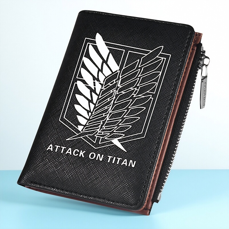 Attack on Titan Wallet Wings of Freedom Survey Corps Anime Card Holder Two-Dimensional Pu Leather Wallet Coin Purse