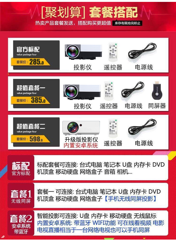 Máy chiếu tại nhà Máy chiếu Điện thoại Smart HD Office Không dây WiFi Home Theater Portable Mini GM50 - Máy chiếu