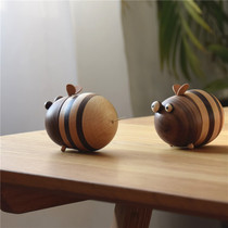 Small Bee Toothpick Box Solid Wood Home Personality Creative Toothpick Silo Dining Room Upscale Wood Cute Toothpick Jar