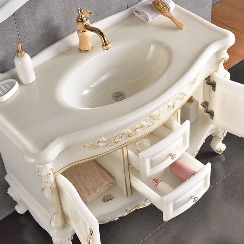 European Jade Bathroom Cabinet Combination Cabinet Bathroom Cabinet Light Luxury Integrated Washbasin Cabinet Washbasin Washstand Floor-Standing