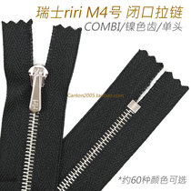 Customized Swiss riri M4 leather wallet skirt pants closed zipper COMBI nickel-colored tooth hard cloth