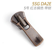 Japan EX Series 5 metal zipper head with lock pull head DA2E red copper A25