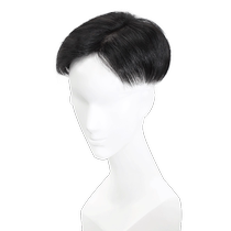Rebecca wig mens partial short straight hair piece top head replacement hair volume real hair hand-woven natural seamless wig piece