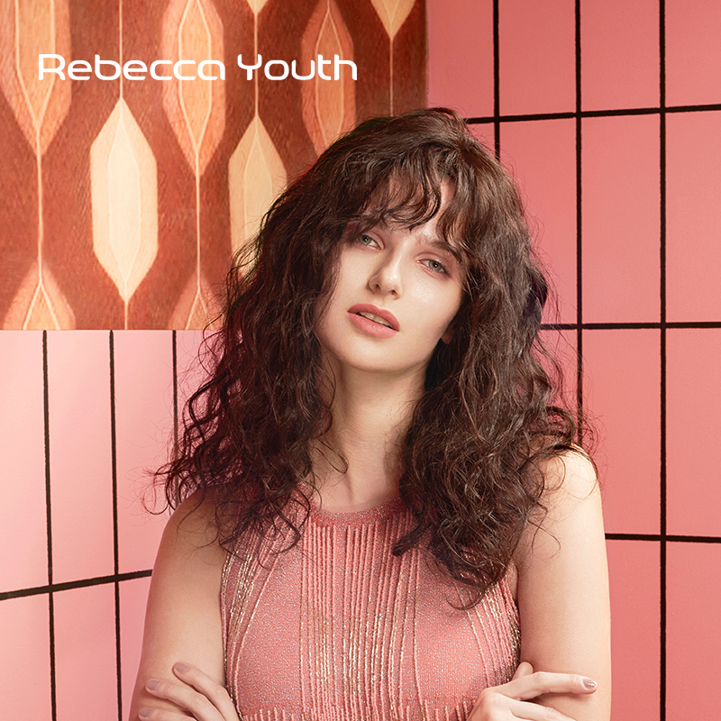 Rebecca wig female air wool roll bangs in the long roll full real hair hand woven fluffy natural fashion headgear