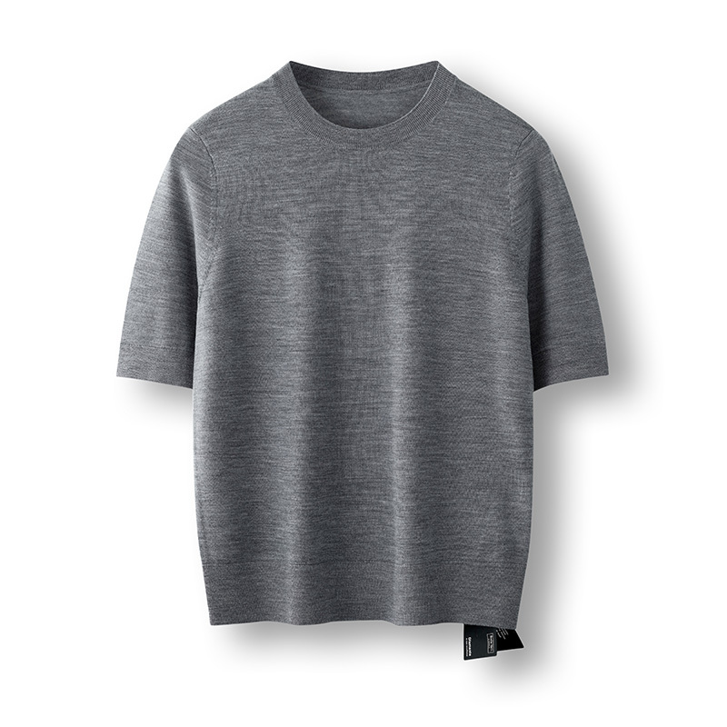 Mengmengjia/German Yangzi Yarn Diamond Wool 200 Count Ultra-Fine Worsted Round Neck Short-Sleeved Merino T-Shirt Gray Mengmengjia/German Yangzi Yarn Diamond Wool 200 Count Ultra-Fine Worsted Round Neck Short-Sleeved Merino T-Shirt Gray