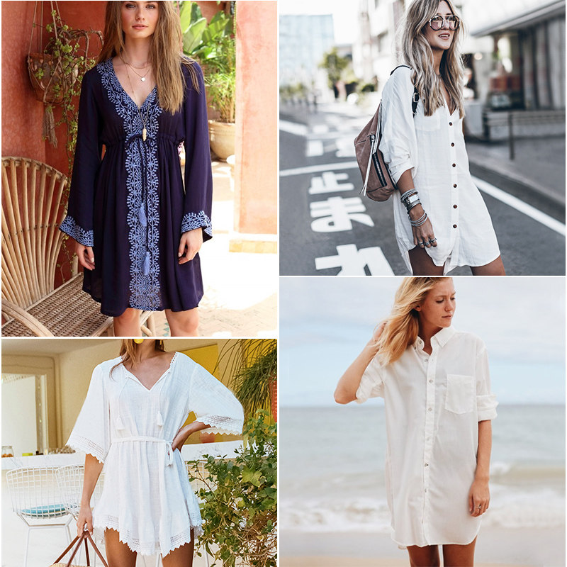 Seaside vacation loose pullover sunscreen beach coat Cardigan women's one-piece swimsuit blouse Bikini outside skirt