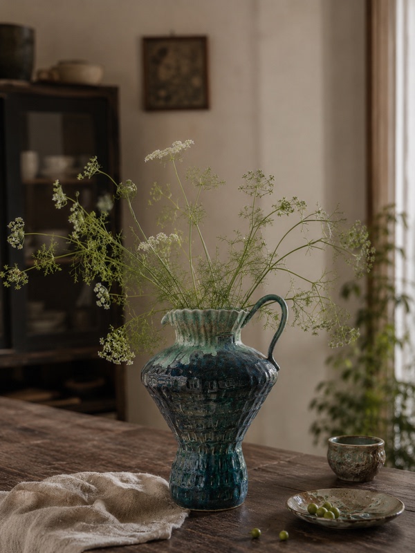 Flower Secret Premium Handmade Ceramic Clay Strip Vase with Ice Crack Glaze and Crystal Glaze  Free Shipping