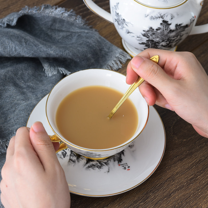 New Chinese ink bone china coffee cup Chinese style afternoon tea cup