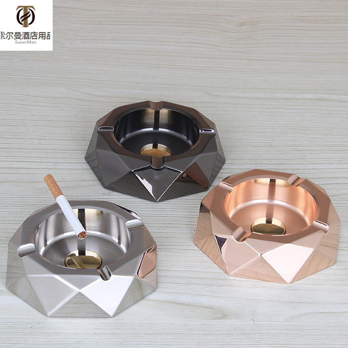 Stainless steel multifunction tobacco ashtray Water Cube Fashion creative personality Smoke Anti-fly ash Smoke cylinder Home Tobacco Ash Trays