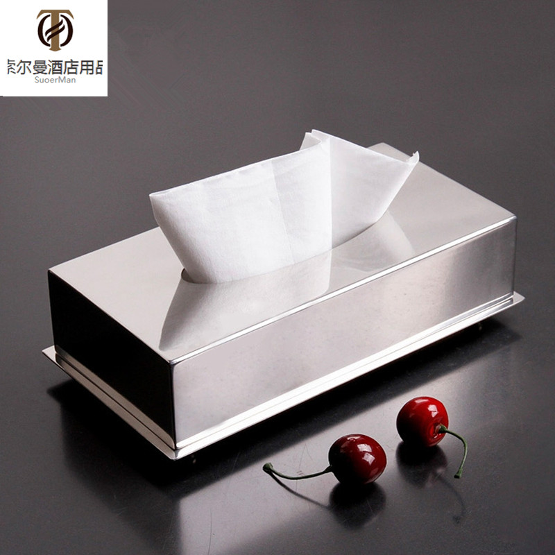 European-style thickened stainless steel tissue box dining table tissue holder dining room napkin seat removable toilet paper shelf storage tissue box