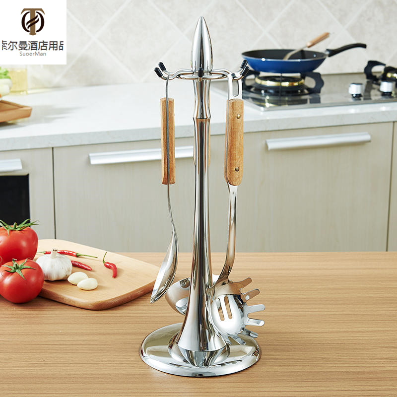 High-grade stainless steel kitchenware rack spatula spoon rack kitchen rack rotatable shovel rack pendant shovel tableware rack