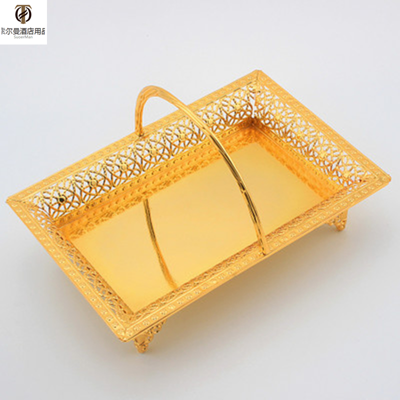 European high-grade portable stainless steel towel basket storage basket hotel bar towel tray KTV tray fruit basket