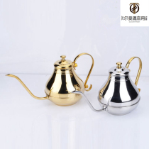 European style 1 5 liter stainless steel coffee pot long mouth fine mouth pot Court coffee pot Hand punch coffee pot Vintage pot