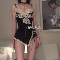 Wine wine peach private custom ins Blogger Original collectors edition suspender night dress embroidery Premium satin comfort