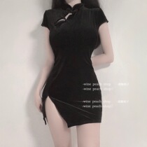 Drunken peach super A temperament cheongsam Dark royal sister cheongsam dress fun cheongsam ultra-short bungee nightclub skirt