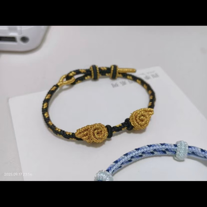 Hand-Woven Eight-Strand Braid Bracelet with Transfer Beads, Gold Jewelry Pendants, Wing Accessories, Angel Wings Bracelet