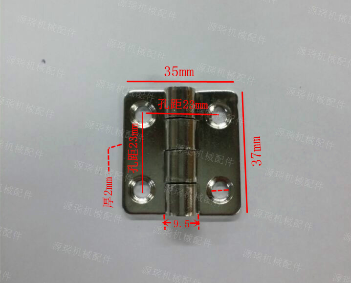304 stainless steel 1 5 inch thickened 2mm industrial hinge mechanical equipment hinge 35*37*2 hinge hole distance 23