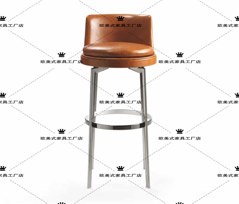 Modern light luxury stainless steel leather art bar chair Nordic fashion bar reception bar chair Designer negotiation chair Book chair