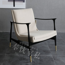 New Chinese modern style simple single sofa chair armchair Solid wood chair Small living room study combination backrest