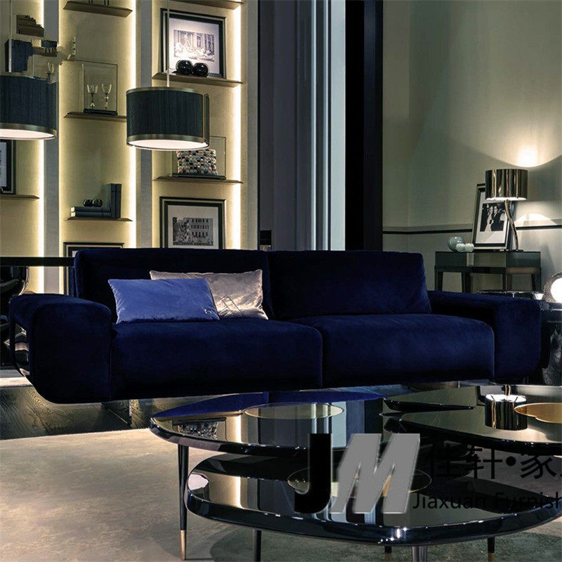 Nordic new velvet adult light art Daping number living room double three people designer creative combination simple style sofa