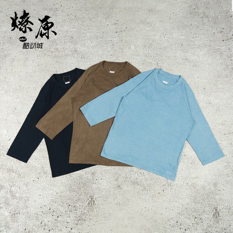 Liaoyuan equipment visvim CLUBHOUSE TEE 3 4 N D 18SS mud dyed three-quarter sleeve T-shirt round neck