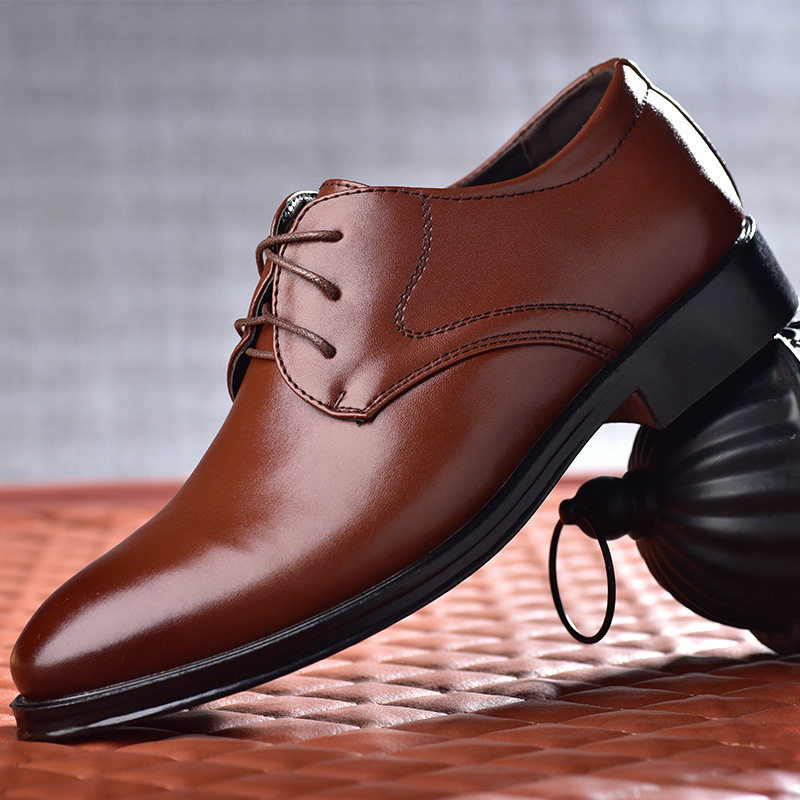 2022 spring new men's leather shoes business formal men's shoes lace up all-match casual shoes office shoes men