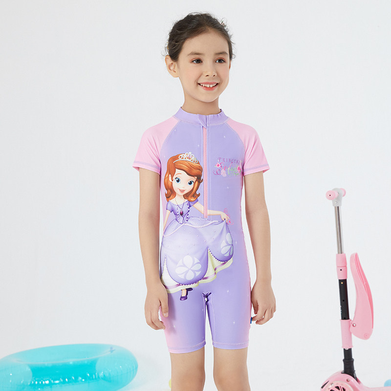 Disney Children's Swimsuit Girl's One-Piece Princess Sophia Girl's Zhongda Children's Hot Spring Swimsuit Swimsuit
