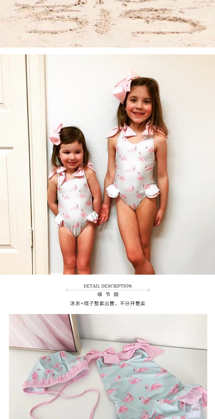 in phong cách trẻ em đồ bơi đồ bơi nữ bé gái dính liền con hồng hạc dễ thương kiểu váy áo tắm với nắp - Bộ đồ bơi của Kid đồ bơi cho bé