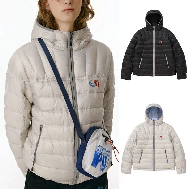 Now~ Korean Teket.Com down Jacket with Embroidery, Unisex Hooded Coat, Same Style for Men and Women