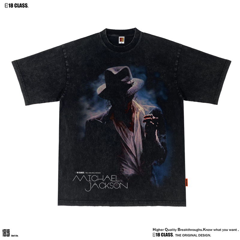 Michael Jackson Original Michael Jackson Unisex Small Neckline Heavy-Duty Vintage Pure Cotton Short-Sleeve T-Shirt