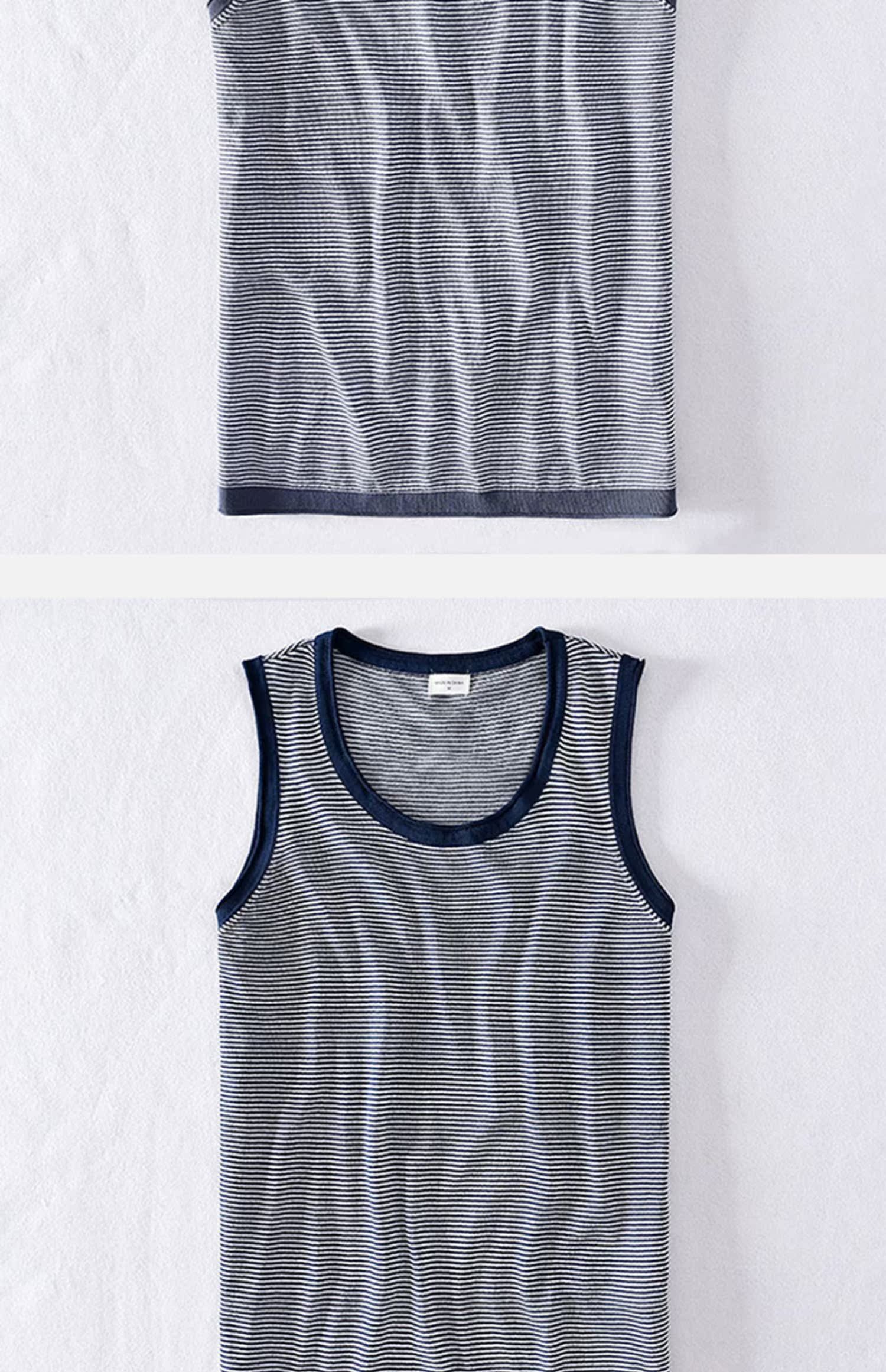 Áo vest nam mùa hè mỏng phần thể thao lỏng cotton giản dị áo vest vai biển tâm hồn sọc băng lụa không tay áo thun thủy triều - Áo vest cotton áo khoác ba lỗ nam