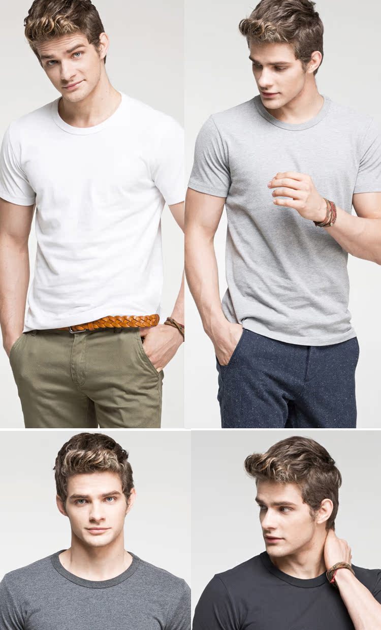 Áo thun cotton nam màu trơn đáy quần áo V-cổ cotton tròn cổ ngắn tay trắng tinh khiết áo thun dài tay hàng đầu áo thun nam tay ngắn cổ trụ