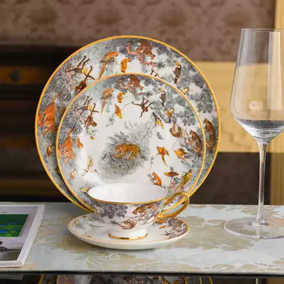 European-style Western tableware steak plate Equatorial Jungle moving ceramic Western food plate coffee cup and saucer model room clubhouse