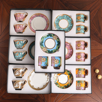 Eurostyle Meadusa Bone Porcelain Coffee Cup English-style Afternoon Flower Tea Cup Refreshments Plate Ceramic Coffee Cup Courtesy Kit
