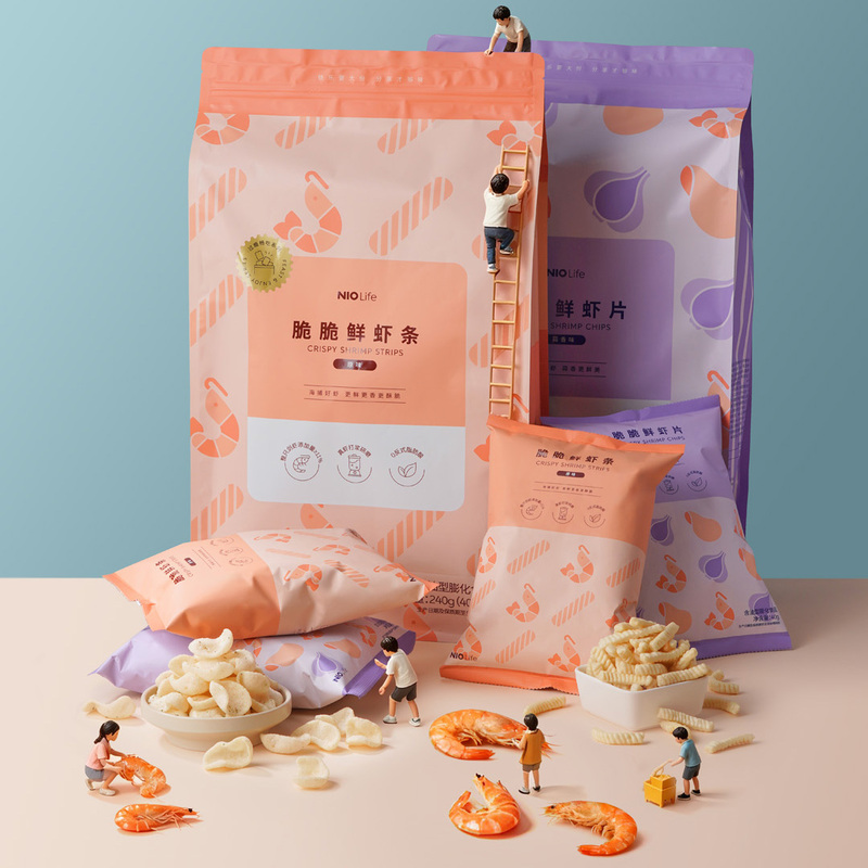 Nio Life Crispy Shrimp Sticks Shrimp Chips Individually Packaged Puffed Seafood Snacks Leisure Snacks
