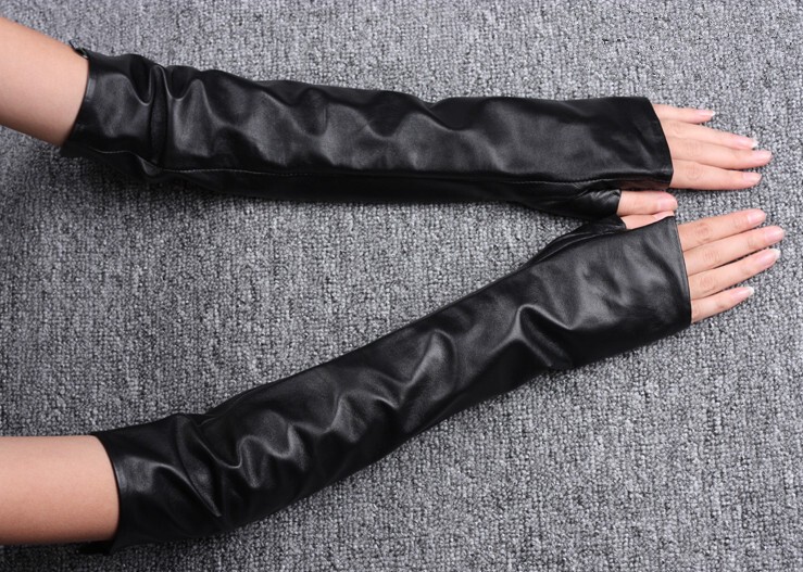 Long Gloves, Wedding Leather Gloves, Women's Half-Finger Open-Finger Long Gloves, Arm Sleeves, Thin Wrist-Protecting Gloves 